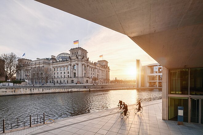 Reichstag Berlin at sunset