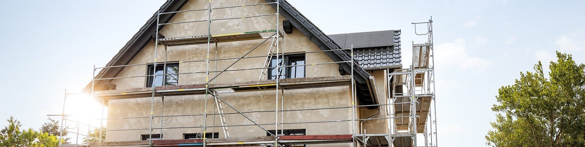 Exterior of a single family house under construction